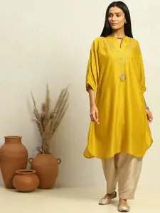 Biba Embellished Embroidered Thread Work Straight Kurta