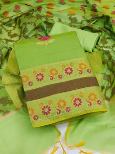 Ishin Floral Woven Design Zari Unstitched Dress Material