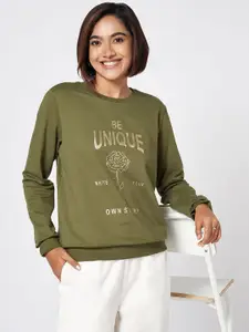 Honey by Pantaloons Women Typography Printed Pure Cotton Sweatshirt