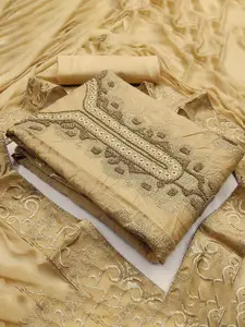 Ishin Geometric Embroidered Beads and Stones Unstitched Dress Material