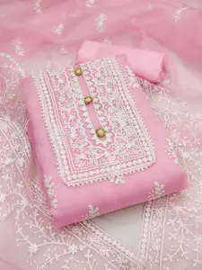 Ishin Floral Embroidered Organza Unstitched Dress Material