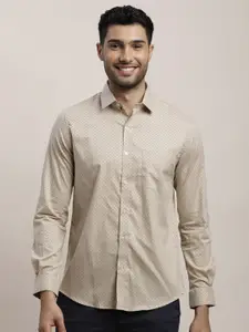 Turtle Men Standard Spread Collar Micro Ditsy Printed Cotton Slim Fit Formal Shirt