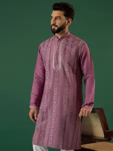 Anouk Floral Embroidered Mandarin Collar Straight Kurta