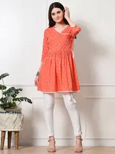 GLOWWORLD Printed V-Neck Angrakha A-Line Kurti