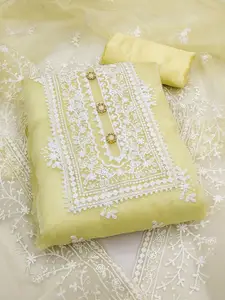 Ishin Floral Embroidered Organza Unstitched Dress Material