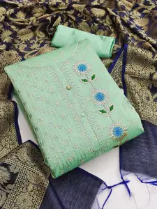 Ishin Floral Embroidered Sequinned Unstitched Dress Material