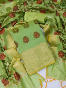 Ishin Floral Woven Design Zari Unstitched Dress Material