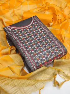 Ishin Floral Embroidered Zari Unstitched Dress Material