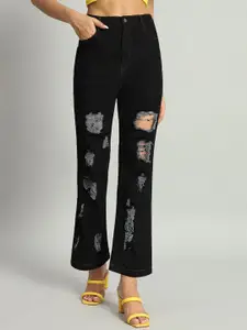 BAESD Women Bootcut High-Rise Highly Distressed Stretchable Jeans