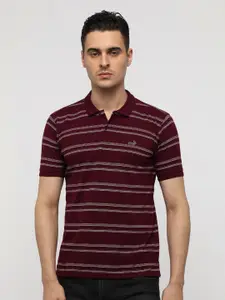 Crocodile Men Striped Polo Collar Cotton Slim Fit T-Shirt