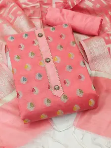 Ishin Floral Woven Design Zari Unstitched Dress Material