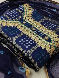 Ishin Ethnic Motifs Woven Design Zari Unstitched Dress Material