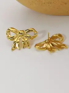 MEENAZ Gold-Plated Bow Shaped Chunky Studded Earrings