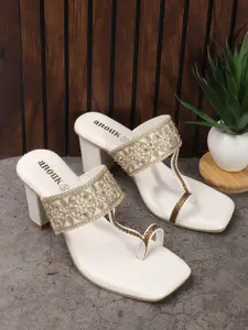 Anouk Women Textured Ethnic Block Heels Sandals