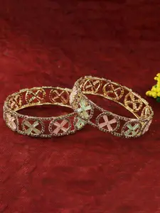 LAVAZZA Set of 2 American Diamond & Cubic Zirconia Studded Bangles