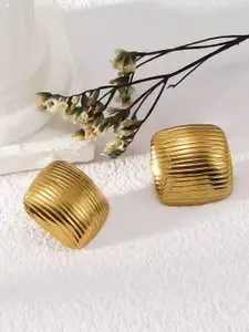 MEENAZ Gold-Plated Stainless Steel Anti Tarnish Square Studs
