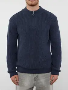 Trendyol Men Self Design Mock Collar Sweatshirt