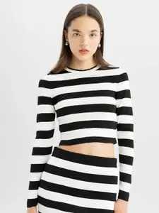 DeFacto Women Striped Crop Pullover