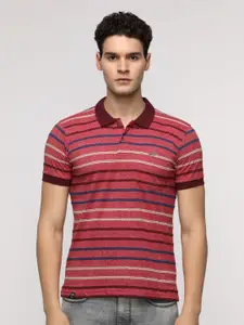 Crocodile Men Striped Polo Collar Cotton Slim Fit T-Shirt