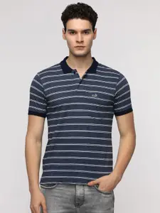 Crocodile Men Striped Polo Collar Cotton Slim Fit T-Shirt