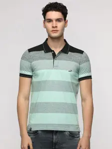 Crocodile Men Striped Polo Collar Cotton Slim Fit T-Shirt