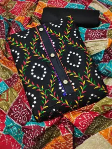 Ishin Floral Embroidered Pure Cotton Unstitched Dress Material