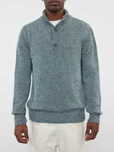 Trendyol Men Self Design Polo Collar Cotton Sweatshirt