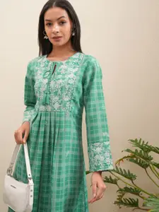 Vishudh Embroidered Fit & Flare Midi Dress