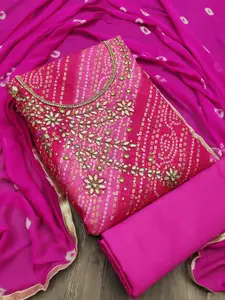 Ishin Floral Embroidered Beads and Stones Unstitched Dress Material