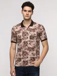 Crocodile Men Floral Printed Polo Collar Pure Cotton Slim Fit T-Shirt