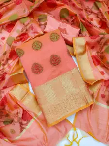 Ishin Floral Woven Design Zari Unstitched Dress Material