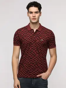 Crocodile Men Checked Polo Collar Pure Cotton Slim Fit T-Shirt