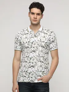 Crocodile Men Floral Printed Polo Collar Pure Cotton Slim Fit T-Shirt