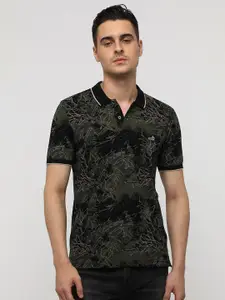 Crocodile Men Floral Printed Polo Collar Pure Cotton Slim Fit T-Shirt