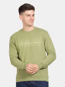 t-base Men Typography Printed Sweatshirt
