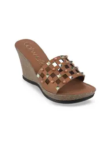 Catwalk Leather Open Toe Wedge Heeled Sandals