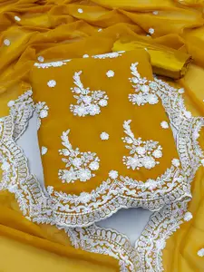 Ishin Embroidered Silk Georgette Unstitched Dress Material