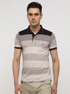 Crocodile Men Striped Polo Collar Cotton Slim Fit T-Shirt