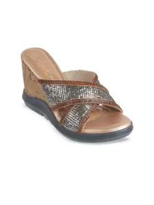 Catwalk Embellished Open Toe Wedge Heeled Sandals