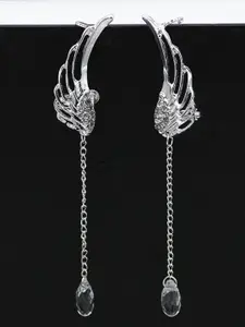 VAGHBHATT Silver-Plated Contemporary Drop Earrings