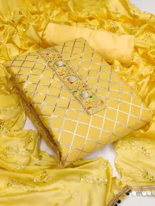 Ishin Geometric Embroidered Zari Unstitched Dress Material