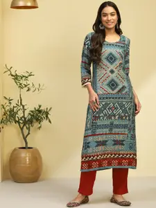 Biba Ethnic Motifs Printed Straight Kurta