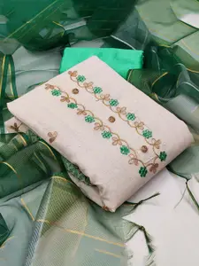 Ishin Floral Embroidered Beads and Stones Unstitched Dress Material