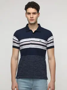Crocodile Men Striped Polo Collar Cotton Slim Fit T-shirt