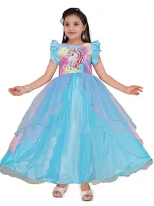 BAESD Embellished Puff Sleeve Net A-Line Dress