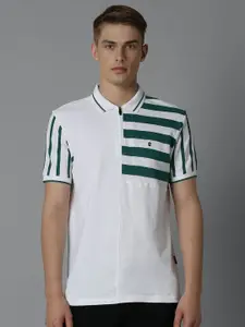 Louis Philippe Sport Men Striped Polo Collar Cotton Slim Fit T-Shirt