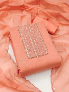 APNISHA Floral Embellished Mirror Work Unstitched Dress Material