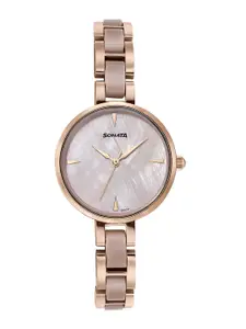 Sonata Women Printed Dial & Stainless Steel Bracelet Style Straps Analogue Watch 87064KD02