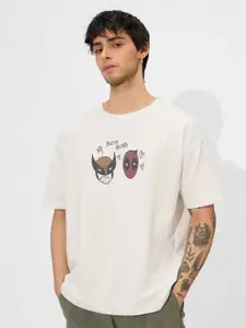 The Souled Store Men Graphic Printed Round Neck Cotton Oversized T-Shirt