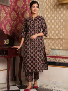 Aramya Ethnic Motifs Printed Cotton Straight Kurta